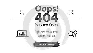 404 Error Page with Broken Window Concept. Vector illustartion isolated on white background