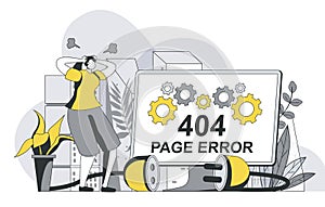 404 error page concept with outline people scene