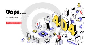 404 Error Page Isometric Concept