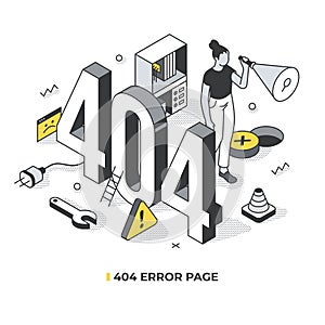 404 Error Page Isometric Scene