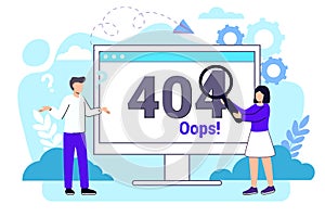 404 error page not found concept illustration of people using laptops having problems