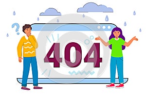 404 error page not found concept illustration of people using laptops having problems