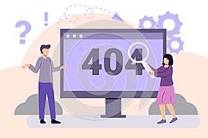 404 error page not found concept illustration of people using laptops having problems