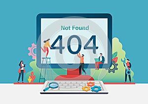 404 error page not found. Vector illustration background. Flat cartoon character graphic design. Landing page template,banner