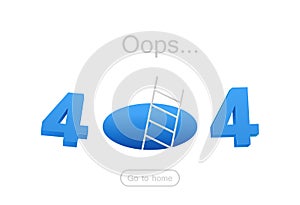 404 error page template for website. Modern vector illustration flat style