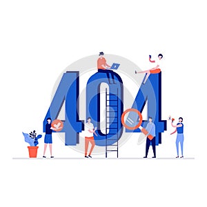 404 error vector illustration concept with characters. Modern vector illustration in flat style for landing page, mobile app,