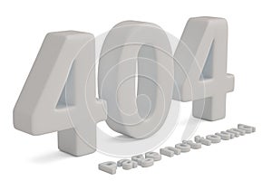 404 error word isolated on white background. 3D illustration.