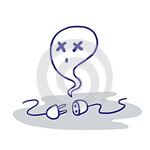 404 Page Not Found Error. Hand-drawn Ghost Doodle. Vector Illustration of Internet Connection Trouble