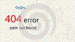 404 Page not found with labyrinth on a white background. Concept Internet webpage vector illustration of maze and 404 Page not