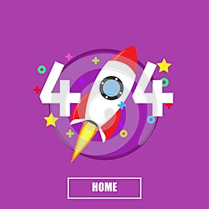 404 rocket error page background text. Found service information website graphic banner isolated. Oops not repair web vector wrong