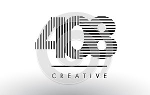 408 Black and White Lines Number Logo Design.