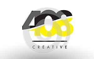 408 Black and Yellow Number Logo Design.