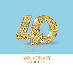 40th anniversary card template with 3d gold colored elements. Can be used with any background.