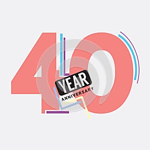 40th Years Anniversary Logo Birthday Celebration Abstract Design Vector