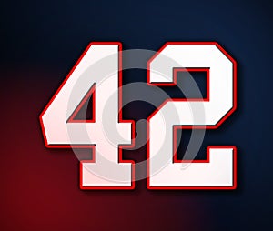 42 American Football Classic Sport Jersey Number in the colors of the American flag design Patriot, Patriots 3D illustration