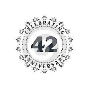 42 anniversary celebration, Greetings card for 42 years anniversary