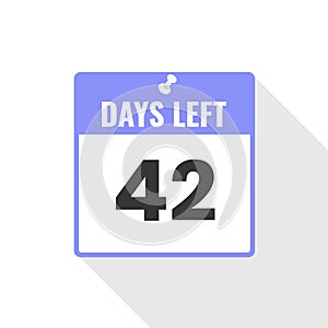 42 Days Left Countdown sales icon. 42 days left to go Promotional banner