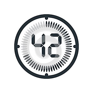 The 42 minutes icon isolated on white background, clock and watch, timer, countdown symbol, stopwatch, digital timer vector icon