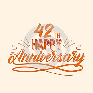 42 th Happy Anniversary Celebration, 42 anniversary lettering Design