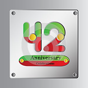 42 Year Anniversary Vector Template Design Illustration