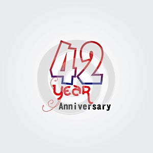 42 Year Anniversary Vector Template Design Illustration