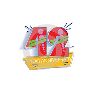 42 Year Anniversary Vector Template Design Illustration