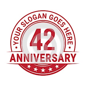 42 years anniversary. 42nd anniversary logo design template. Vector and illustration.