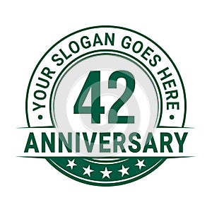 42 years anniversary. 42nd anniversary logo design template. Vector and illustration.