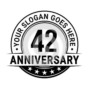 42 years anniversary. 42nd anniversary logo design template. Vector and illustration.