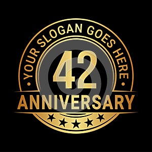 42 years anniversary. 42nd anniversary logo design template. Vector and illustration.