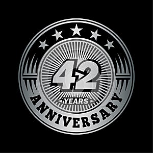 42 years anniversary celebration. 42nd anniversary logo design. 42years logo.