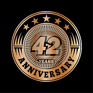 42 years anniversary celebration. 42nd anniversary logo design. 42years logo.