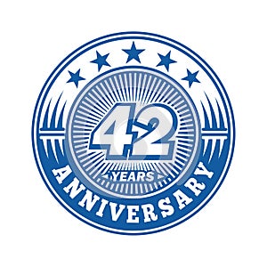 42 years anniversary celebration. 42nd anniversary logo design. 42years logo.