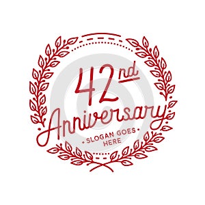 42 years anniversary celebration with laurel wreath. 42nd anniversary logo.