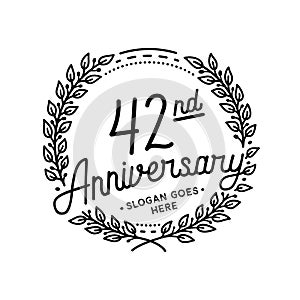 42 years anniversary celebration with laurel wreath. 42nd anniversary logo.