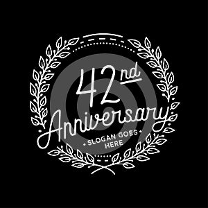 42 years anniversary celebration with laurel wreath. 42nd anniversary logo.