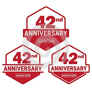 42 years anniversary celebration logotype. 42nd anniversary logo collection