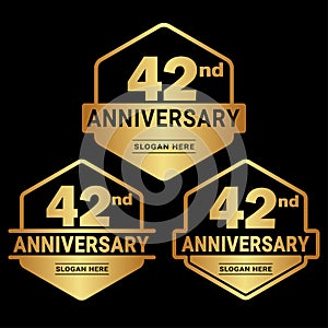 42 years anniversary celebration logotype. 42nd anniversary logo collection