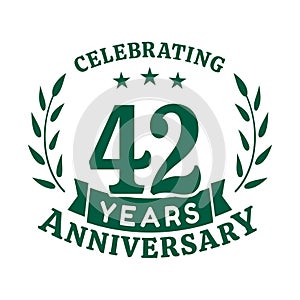 42 years anniversary celebration logotype. 42nd anniversary logo. Vector and illustration.