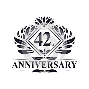 42 years Anniversary Logo, Luxury floral 42nd anniversary logo