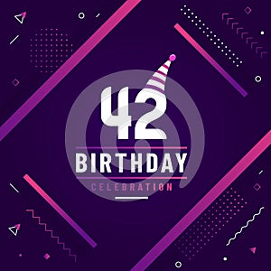 42 years birthday greetings card, 42nd birthday celebration background free vector