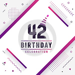 42 years birthday greetings card, 42nd birthday celebration background free vector