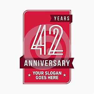 42 years celebrating anniversary design template. 42nd logo. Vector and illustration.