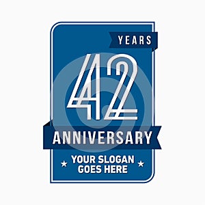 42 years celebrating anniversary design template. 42nd logo. Vector and illustration.