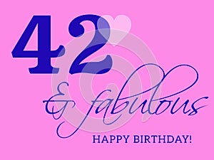 42nd happy birthday card illustration