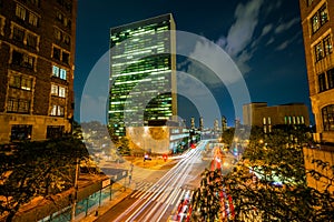 42nd Street at night, seen from Tudor City in Midtown Manhattan, New York City