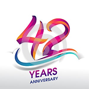 42nd Years Anniversary celebration logo, birthday vector design