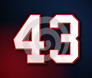 43 American Football Classic Sport Jersey Number in the colors of the American flag design Patriot, Patriots 3D illustration