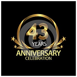 43 years anniversary golden. anniversary template design for web, game ,Creative poster, booklet, leaflet, flyer, magazine, invita