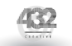 432 Black and White Lines Number Logo Design.